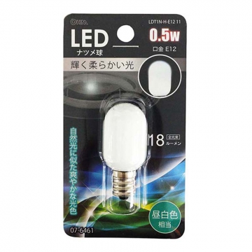 LEDナツメ球装飾用 T20/E12/0.5W/18lm/昼白色 [品番]07-6461