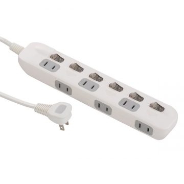 LED個別スイッチ付き 節電タップ交互コンセントタイプ 6個口 2m [品番]00-1227
