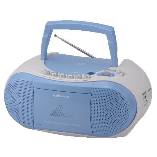 AudioComm CDラジオカセットレコーダー ブルー [品番]07-6429｜株式