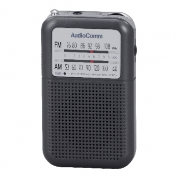AudioComm AM/FM ポケットラジオ グレー [品番]07-7922