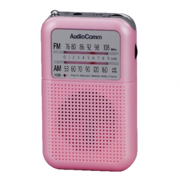 AudioComm AM/FM ポケットラジオ ピンク [品番]07-7926