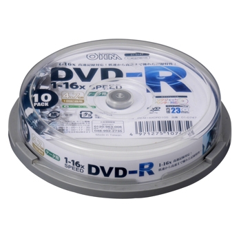 DVDーR 16倍速対応 データ用 10枚 スピンドル入 [品番]01-0747
