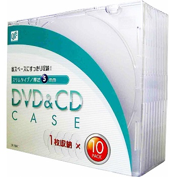 DVD＆CDケース 厚さ5mm 10枚パック クリア [品番]01-1841