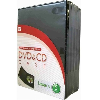 DVD＆CDケース 高さ191mm×厚さ14mm 5枚パック [品番]01-1842