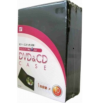 DVD＆CDケース 高さ191mm×厚さ7mm 10枚パック [品番]01-1843