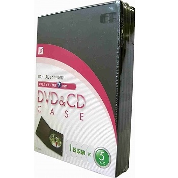 DVD＆CDケース 高さ191mm×厚さ7mm 5枚パック [品番]01-1844
