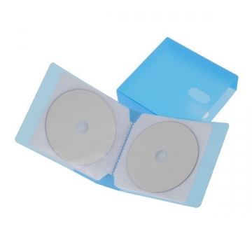CD／DVDファイルケース 24枚収納 ブルー [品番]01-3381