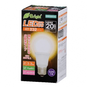 LED電球 E26 20形相当 電球色 [品番]06-2880