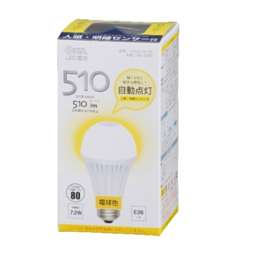 LED電球 E26 人感センサー 電球色 [品番]06-3065