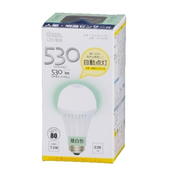 LED電球 E26 昼白色 人感センサー [品番]06-3066