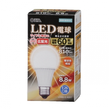 LED電球 E26 60形相当 電球色 [品番]06-3099