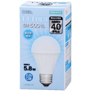 LED電球 E26 40形相当 昼白色 [品番]06-3136