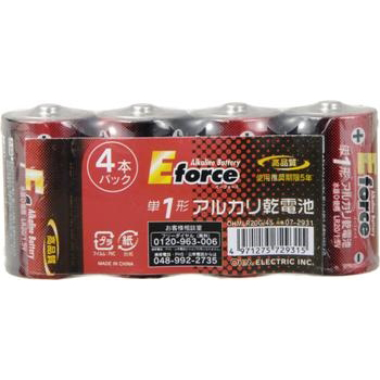 アルカリ乾電池 E force 単1形×4本パック [品番]07-2931