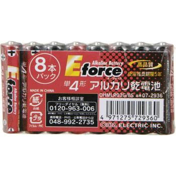 アルカリ乾電池 E force 単4形×8本パック [品番]07-2936