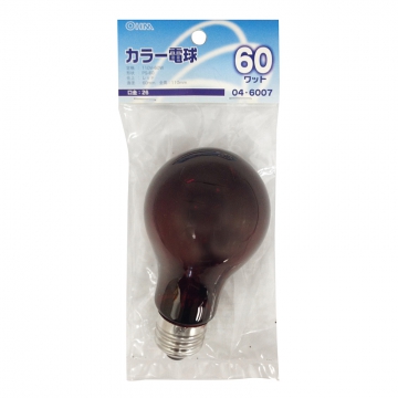 白熱カラー電球 E26 60W レッド [品番]04-6007