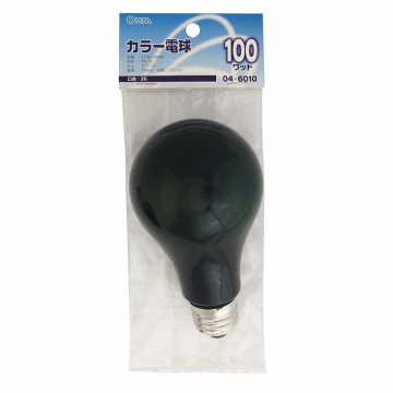 白熱カラー電球 E26 100W グリーン [品番]04-6010