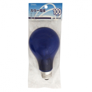 白熱カラー電球 E26 100W ブルー [品番]04-6012