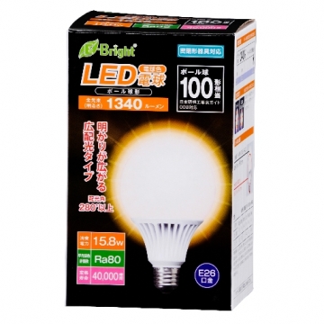 LED電球 ボール形 100形相当 E26 電球色 [品番]06-2937