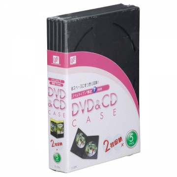DVD＆CDケース 薄型 2枚収納 5パック [品番]01-3234