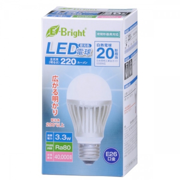 LED電球 E26 20形相当 昼光色 [品番]06-2928