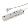 USB充電ポート付き 押しボタン節電タップ 3個口 1.5m ホワイト [品番]00-1426