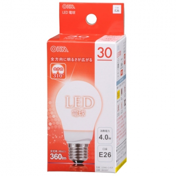 LED電球 E26 30形相当 電球色 [品番]06-0207