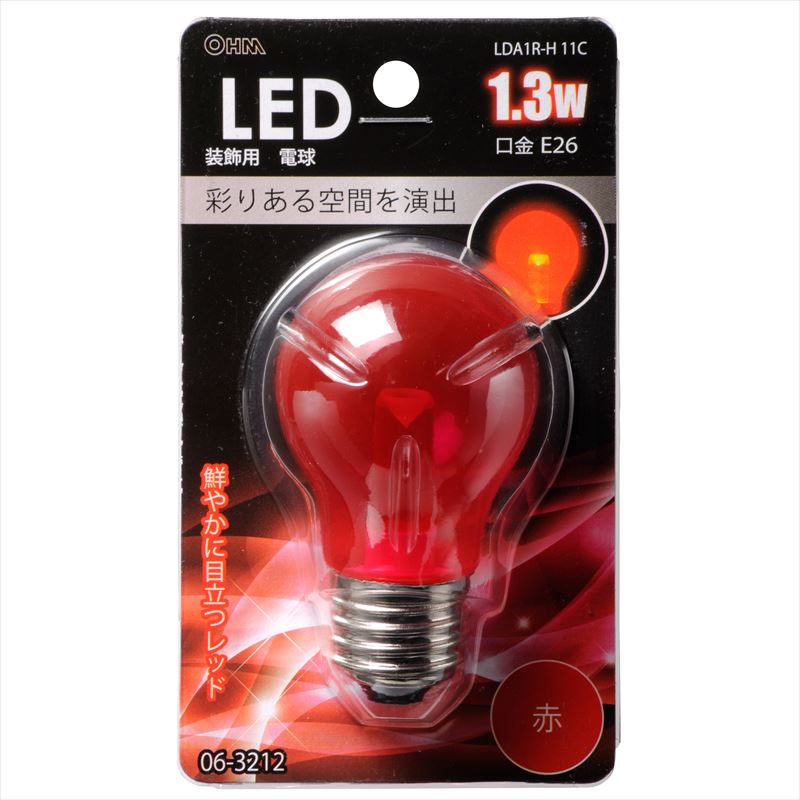 LED電球装飾用 PS/E26/1.3W/クリア赤色 [品番]06-3212｜株式会社オーム電機