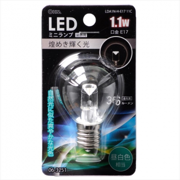 LEDミニランプ装飾用/S35/E17/1.1W/36lm/クリア昼白色 [品番]06-3251