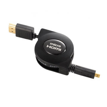 HDMI-micro HDMI ケーブル 巻取り式 1m [品番]05-0324