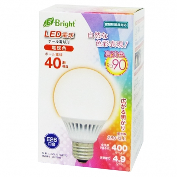 LED電球 ボール形 40形相当 E26 電球色 [品番]06-2989