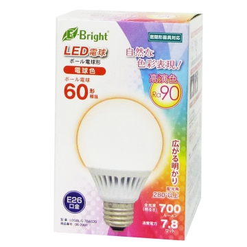 LED電球 ボール形 60形相当 E26 電球色 [品番]06-2991
