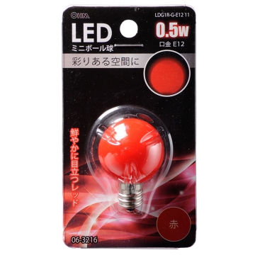 LEDミニボール球装飾用 G30/E12/0.5W/赤色 [品番]06-3216