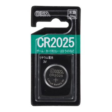 リチウムコイン電池 CR2025 [品番]07-9702