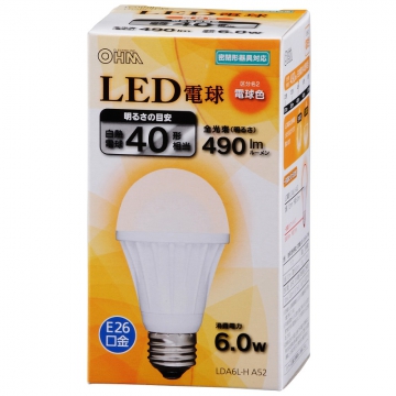 LED電球 E26 40形相当 電球色 [品番]06-3001