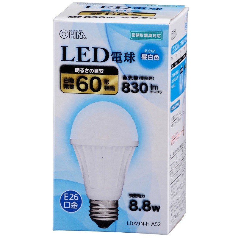 LED電球 E26 60形相当 昼白色 [品番]06-3004｜株式会社オーム電機