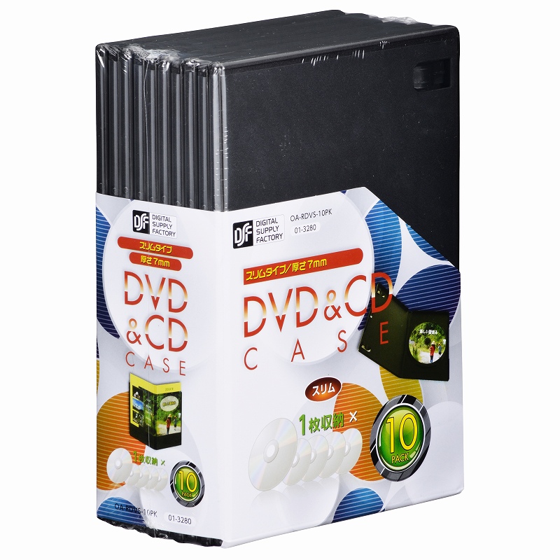 DVD／CDケース 1枚収納×10パック 7mm [品番]01-3280｜株式会社オーム電機