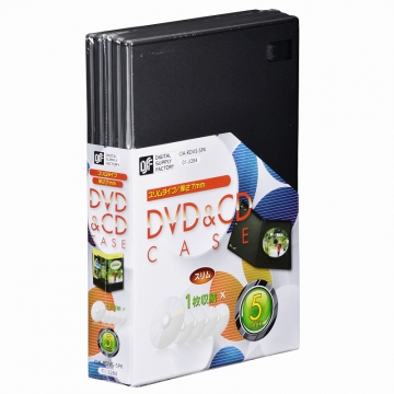 DVD／CDケース 1枚収納×5パック 7mm [品番]01-3284