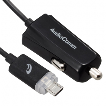 AudioComm MicroUSB カーチャージャー LED充電ランプ付 1m [品番]03-3044