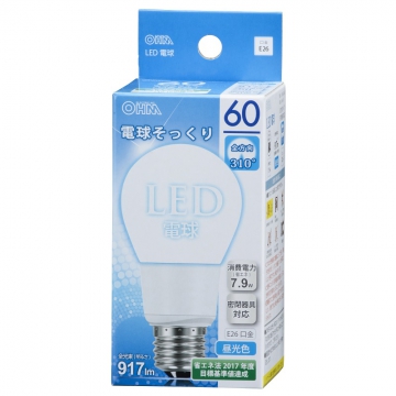 LED電球 E26 60形相当 昼光色 [品番]06-0214