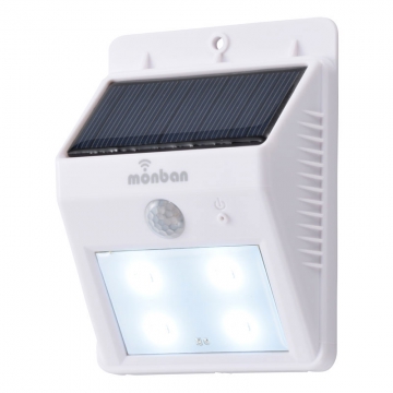 monban ソーラー発電式 LEDセンサーウォールライト ホワイト [品番]07-8208
