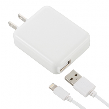 AudioComm AC充電器+ライトニングケーブル 1A 1m ホワイト [品番]01-7045