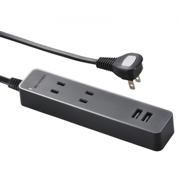USB付テーブルタップ 2個口 1m 黒 [品番]00-2781