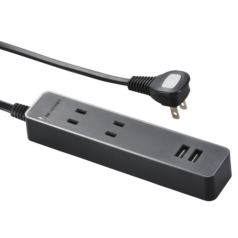 USB付テーブルタップ 2個口 1m 黒 [品番]00-2781｜株式会社オーム電機
