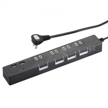 USBポート付 節電タップ 4個口 2m 黒 [品番]00-2791