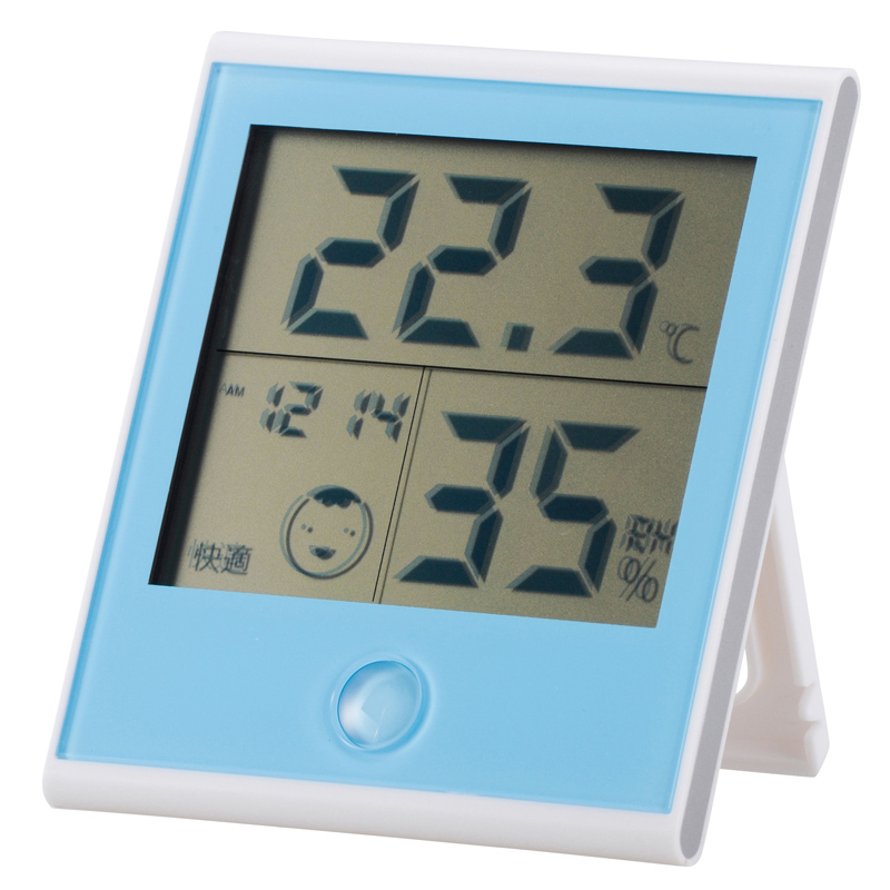 時計付き温湿度計 ブルー [品番]08-0021｜株式会社オーム電機