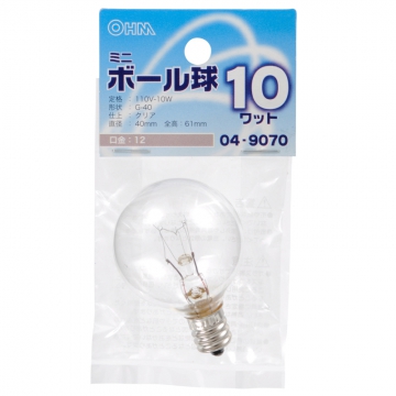 ミニボール球 G-40 E12/110V/10W クリア [品番]04-9070