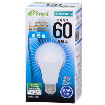 LED電球 E26 60形相当 昼光色 [品番]06-3367