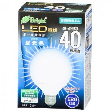 LED電球 ボール形 40形相当 E26 昼光色 [品番]06-3377