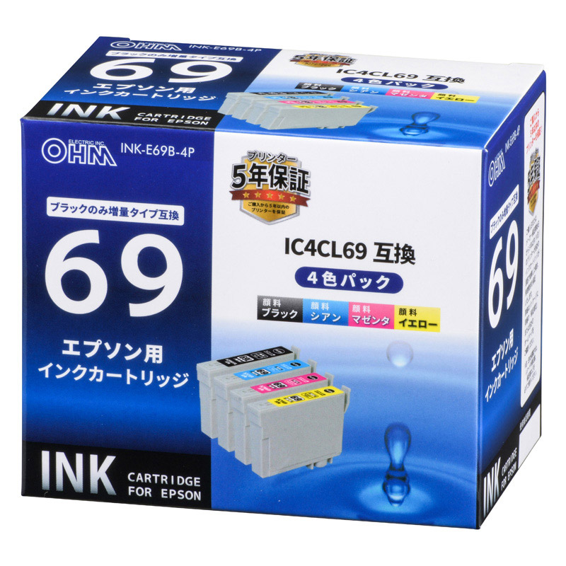 エプソン互換 IC4CL69 顔料4色 ブラック増量 [品番]01-4130｜株式会社 ...