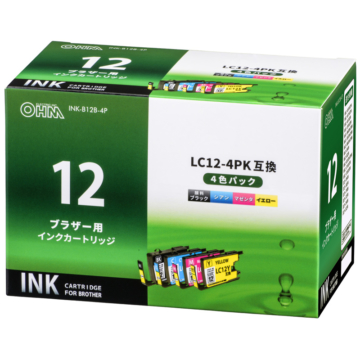 ブラザー互換 LC12-4PK 顔料ブラック＋染料3色 [品番]01-4181